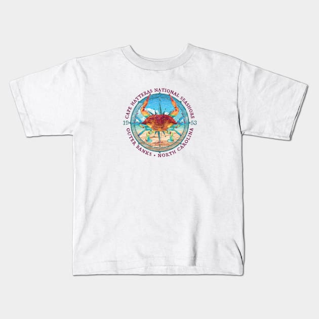 Cape Hatteras National Seashore, Outer Banks, North Carolina with Blue Crab Kids T-Shirt by jcombs